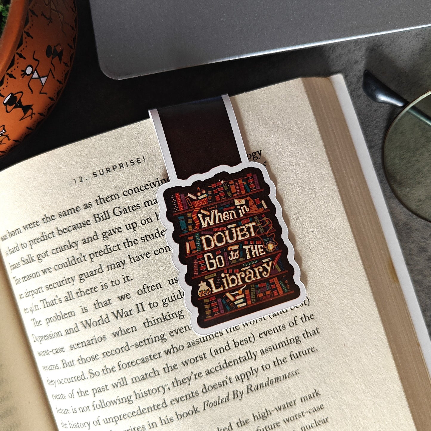When in doubt, go to the library - Magnetic Bookmark